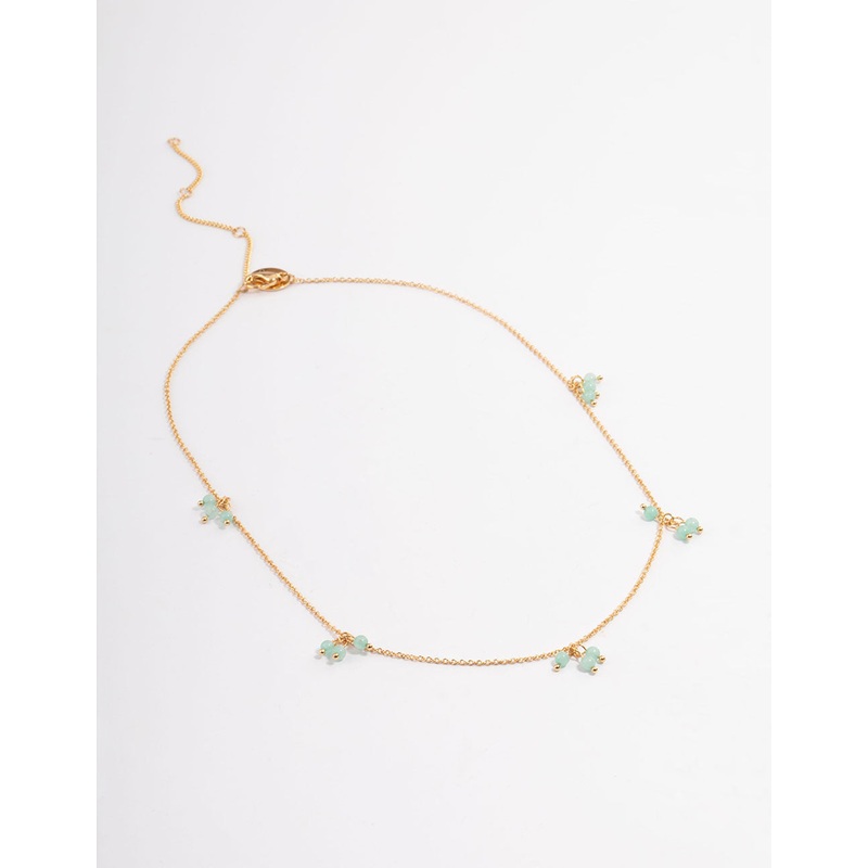 Gold Plated Jade Cluster Fine Necklace