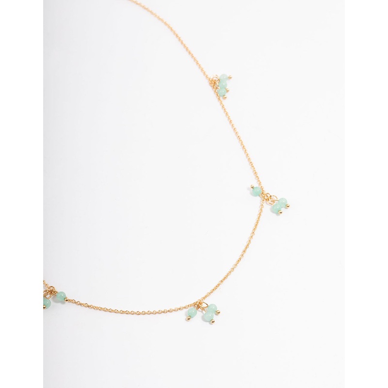 Gold Plated Jade Cluster Fine Necklace