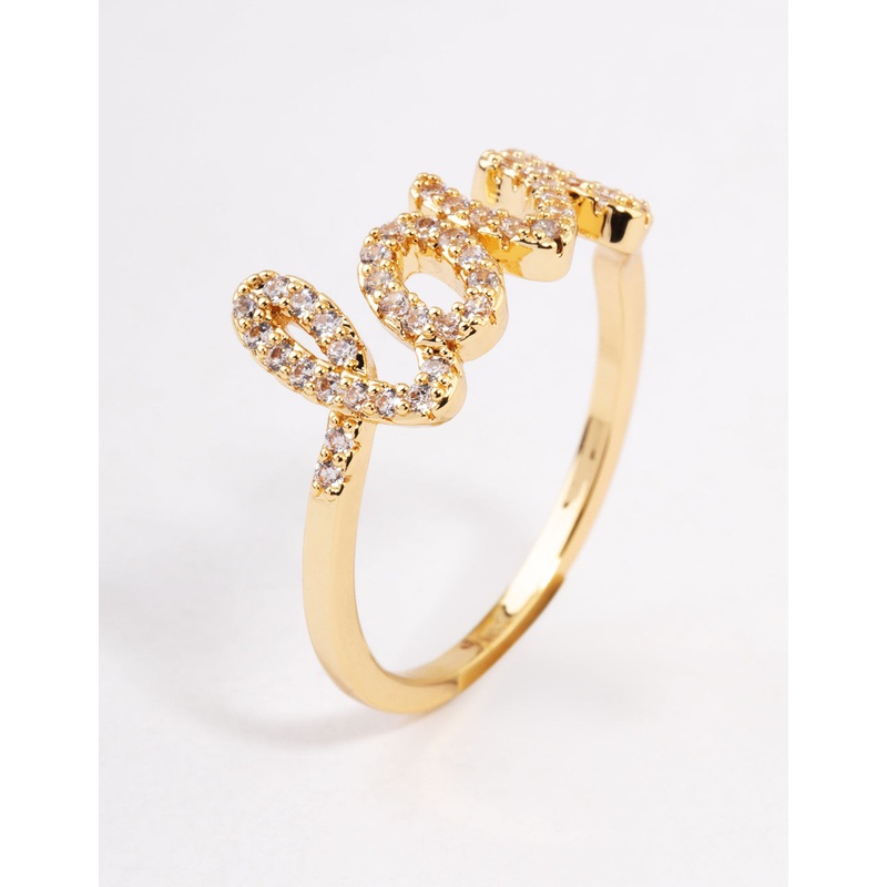 Gold Plated Love Script Ring|SM|ML
