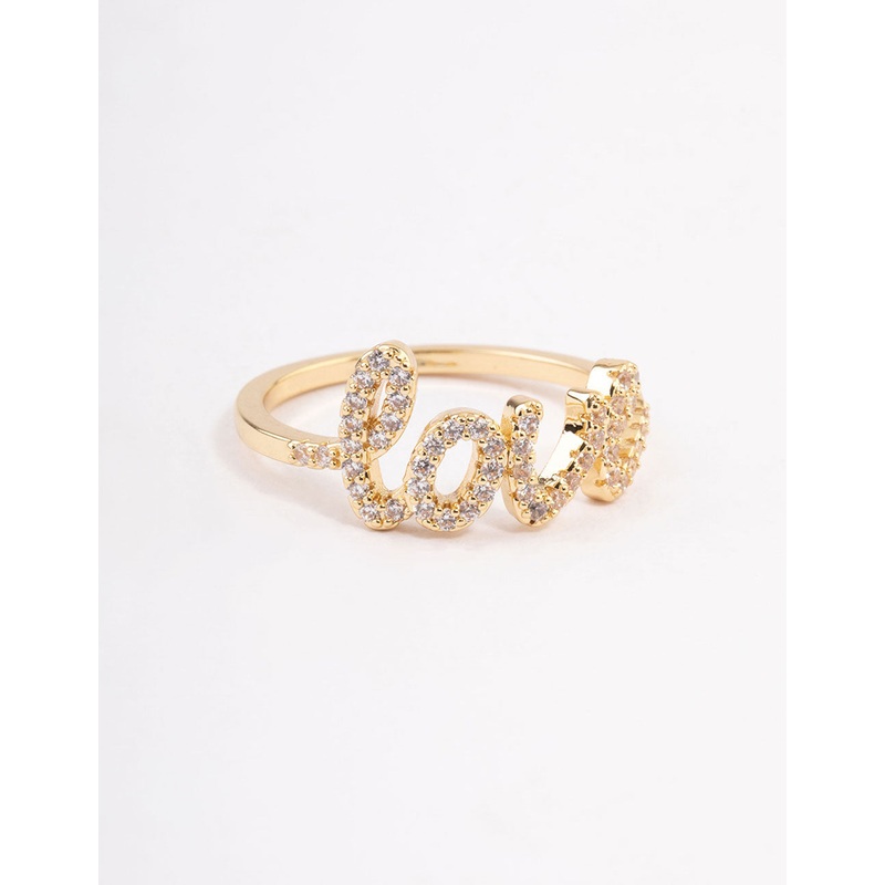 Gold Plated Love Script Ring|SM|ML