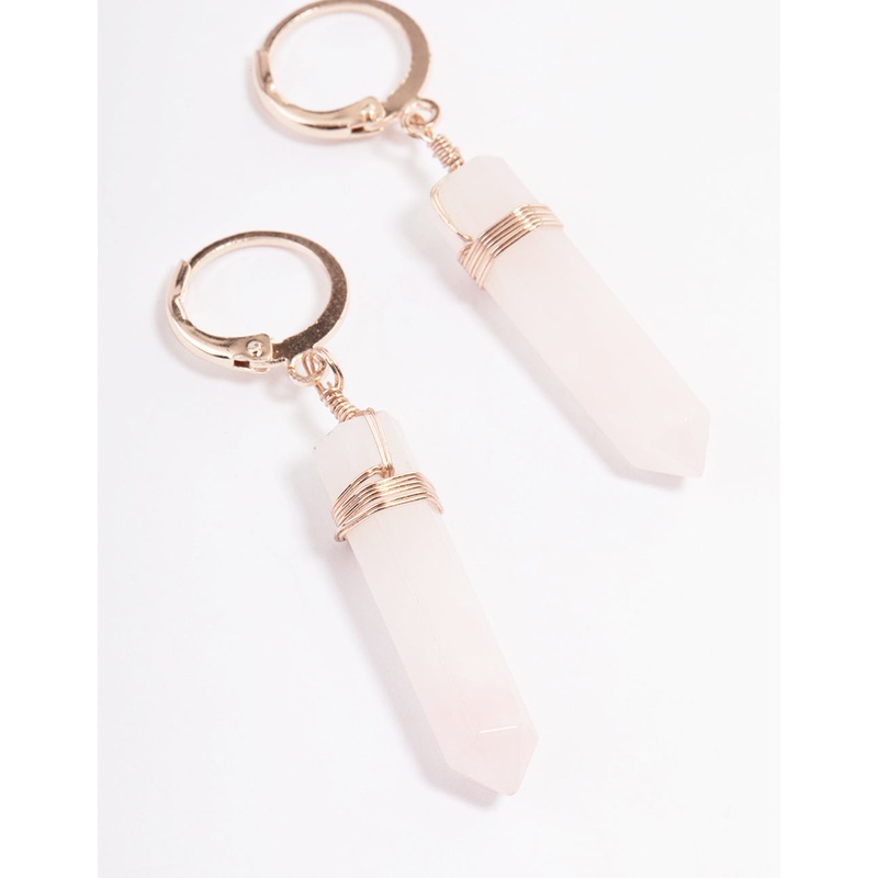Rose Gold Rose Quartz Huggie Earrings
