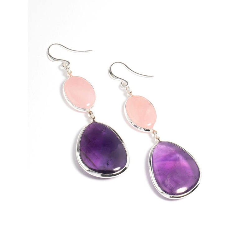 Silver Plated Statement Oval Drop Earrings