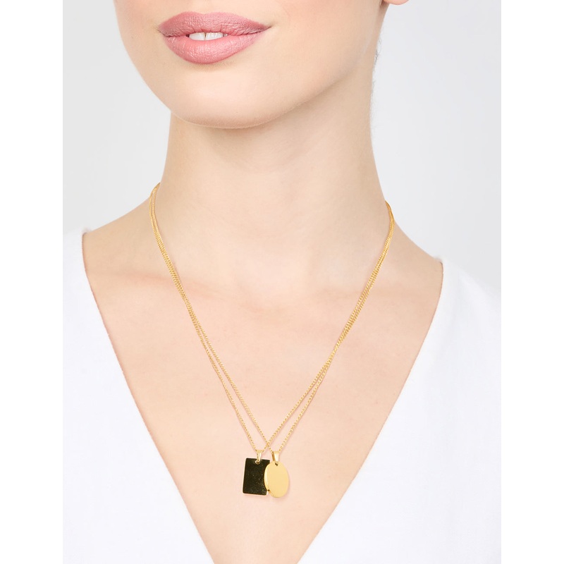 Waterproof Gold Plated Stainless Steel Disc Pendant Necklace Pack