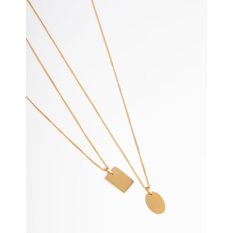 Waterproof Gold Plated Stainless Steel Disc Pendant Necklace Pack