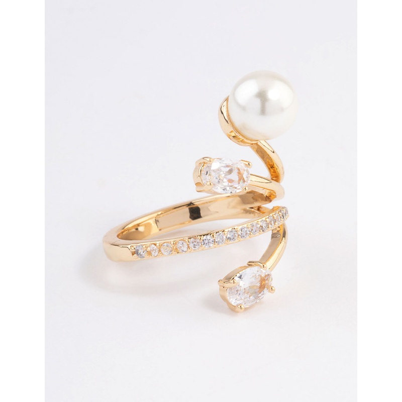 Gold Plated Flare Pearl Ring|SM|ML