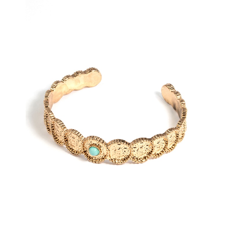 Gold Rounded Turqouise Bangle