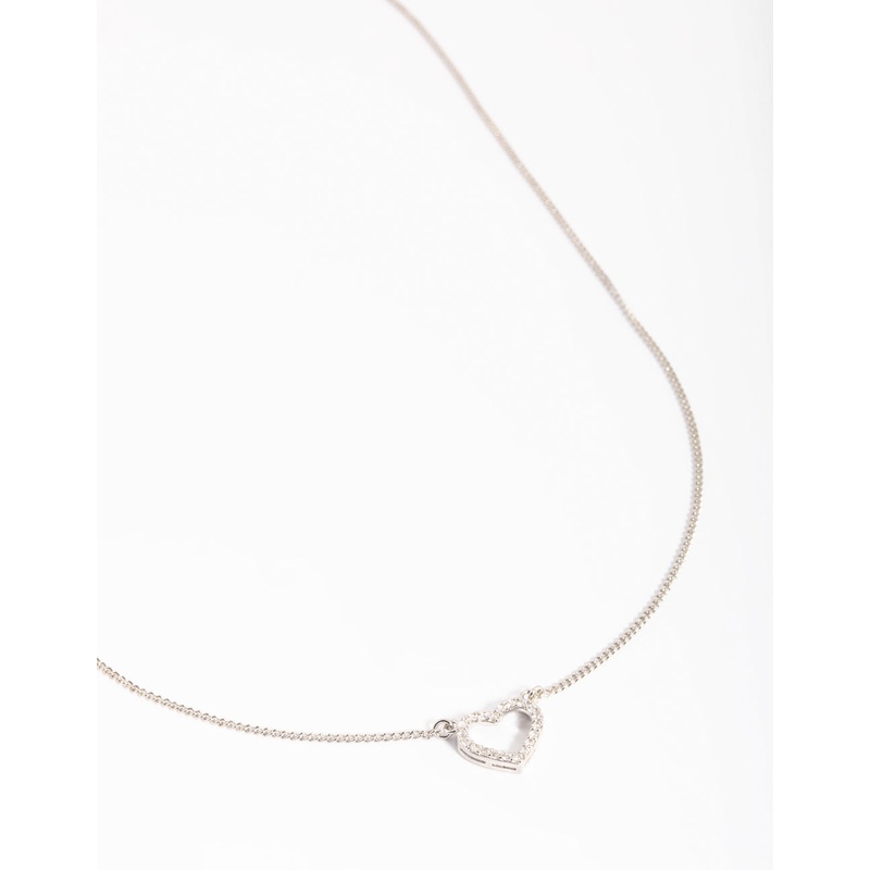 Silver Cubic Zirconia Heart Necklace