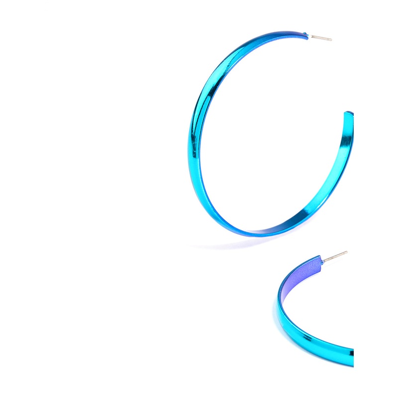 Blue Shiny Smooth 58mm Hoop Earrings