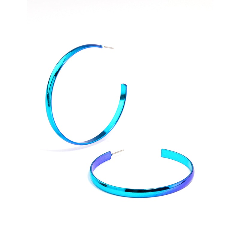 Blue Shiny Smooth 58mm Hoop Earrings