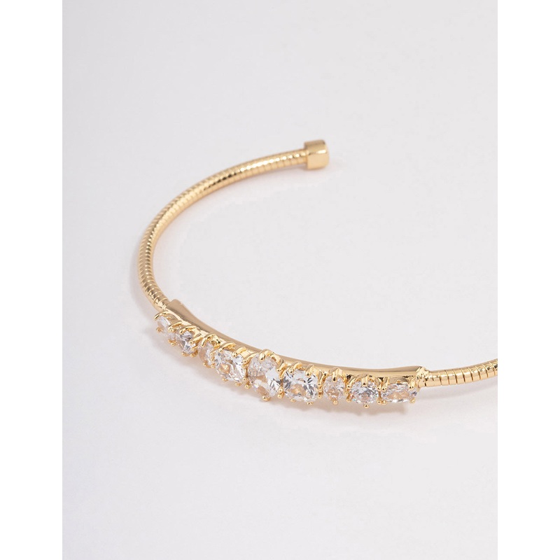 Gold Plated Gradual Cubic Zirconia Wrist Cuff