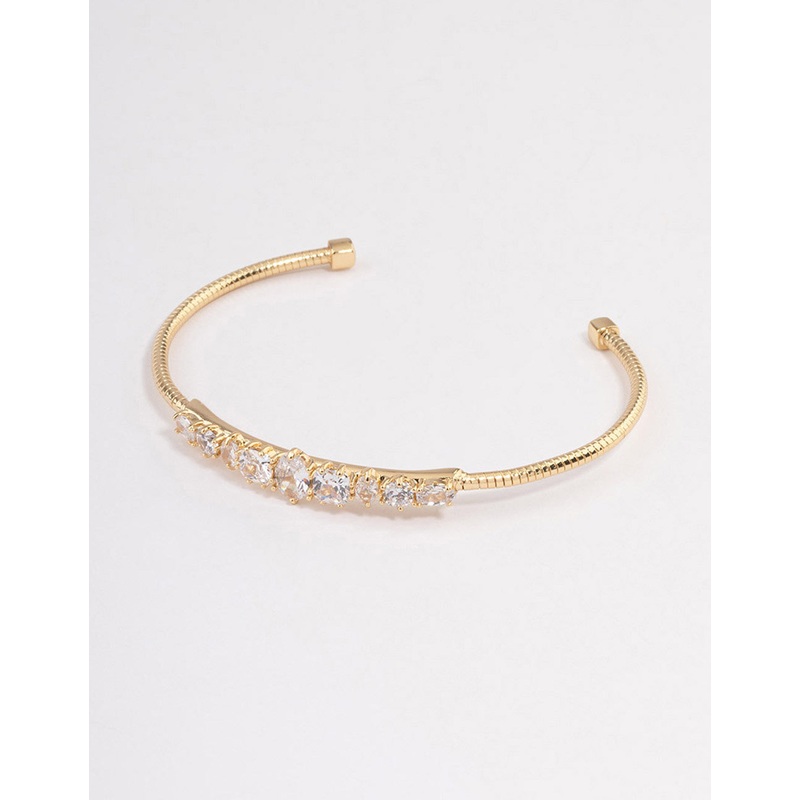Gold Plated Gradual Cubic Zirconia Wrist Cuff