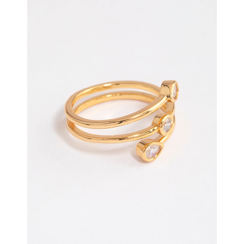 Gold Plated Multi Shape Tier Ring