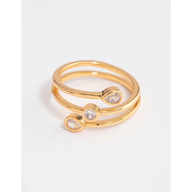 Gold Plated Multi Shape Tier Ring