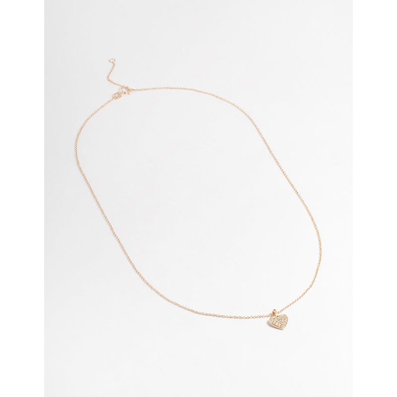 Gold Plated Sterling Silver Pave Cubic Zirconia Heart Necklace