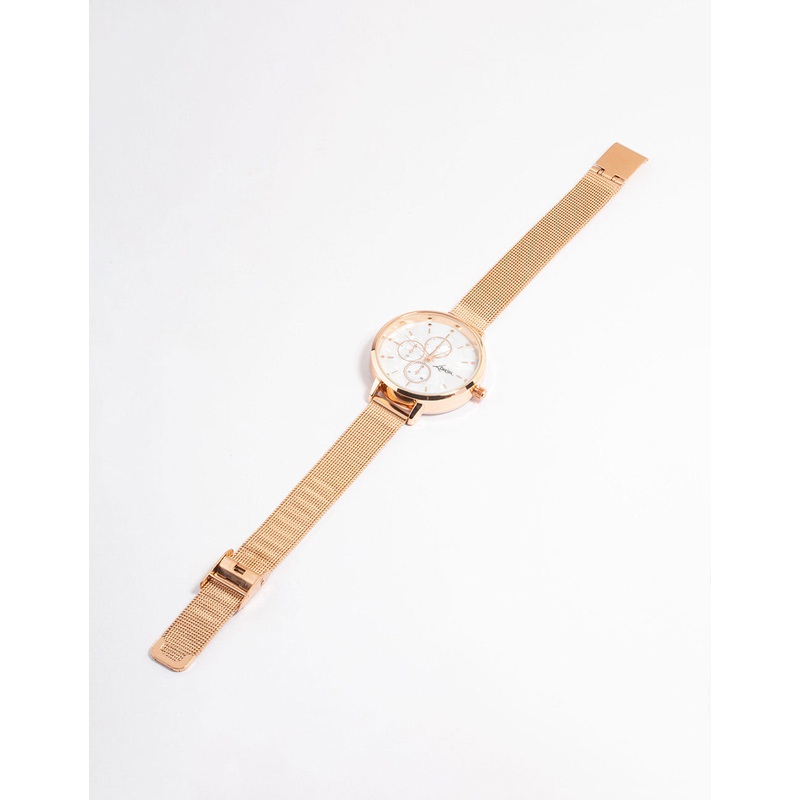 Rose Gold Subdial Mesh Watch