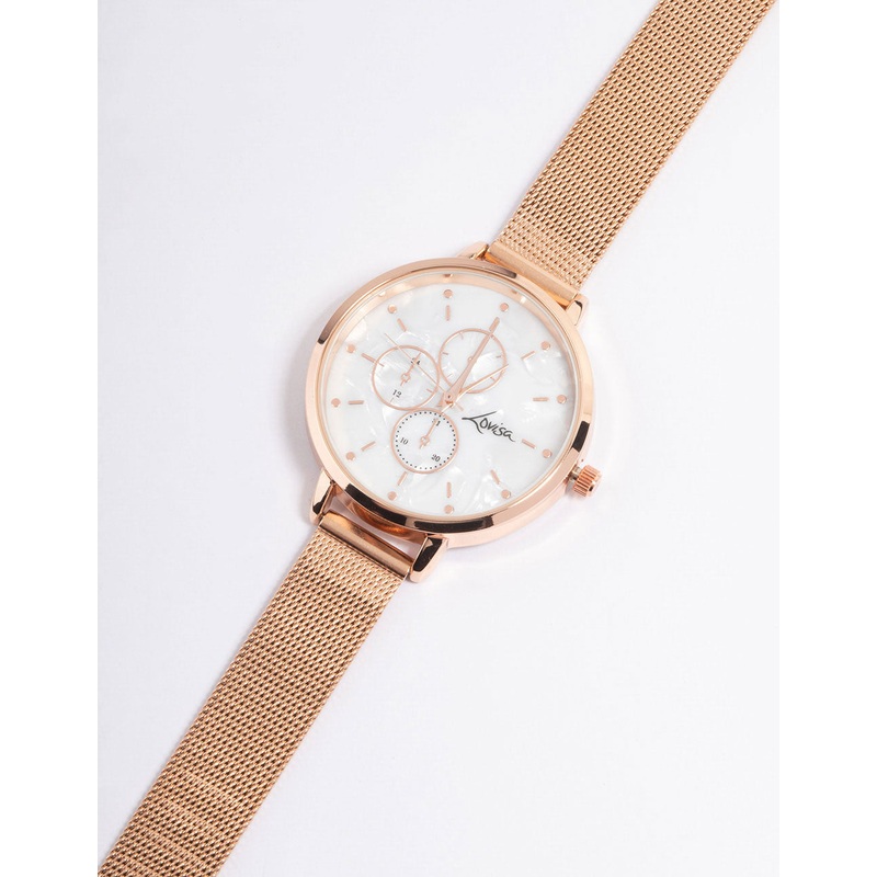 Rose Gold Subdial Mesh Watch