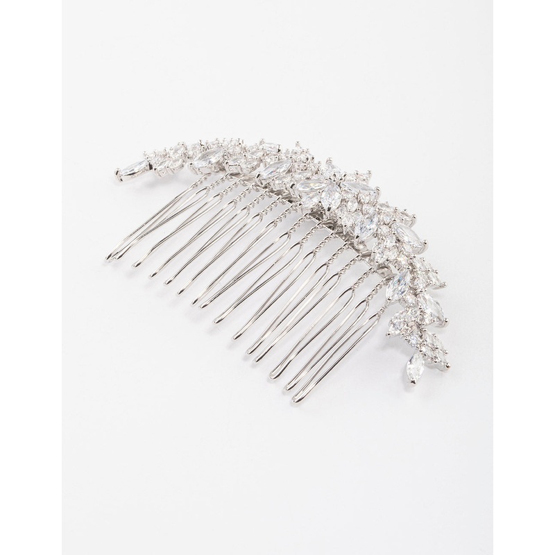 Silver Cubic Zirconia Floral Arch Hair Comb
