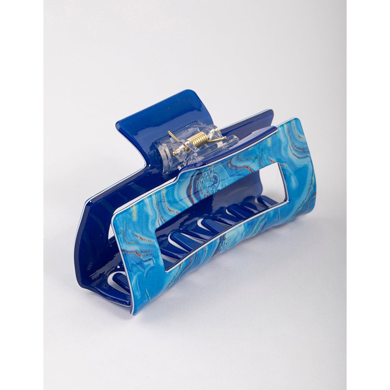 Blue Acrylic Marble Hair Claw Clip