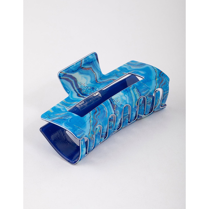 Blue Acrylic Marble Hair Claw Clip