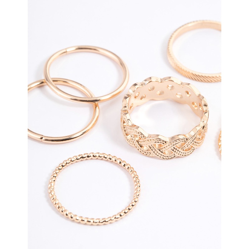 Gold Classic Braid Ring 8-Pack