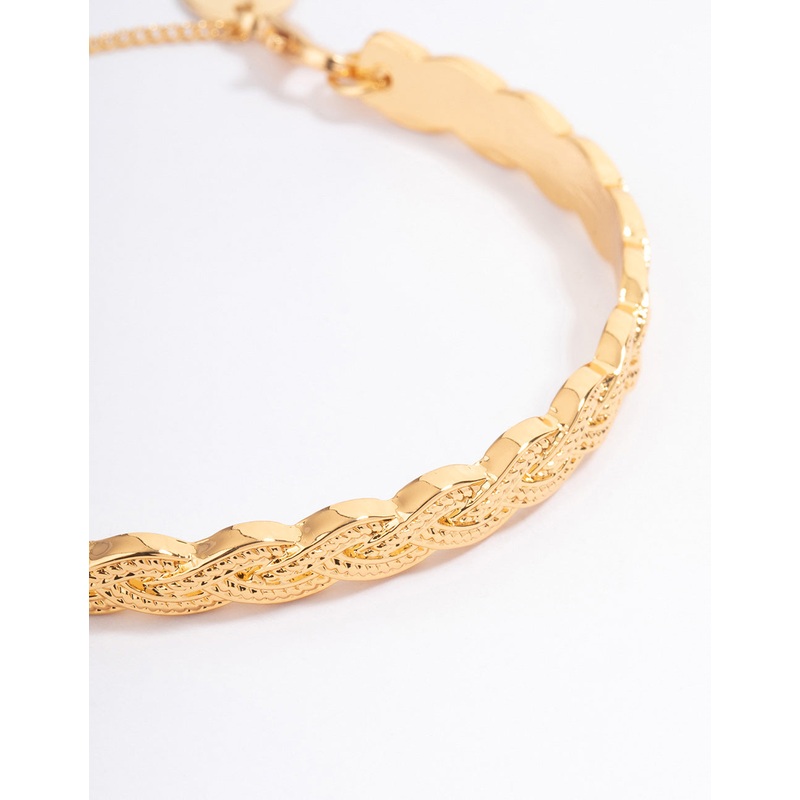 Gold Plated Twisted Weave Wrist Cuff