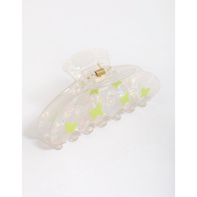Clear Marble Butterfly Print Acrylic Claw Clip