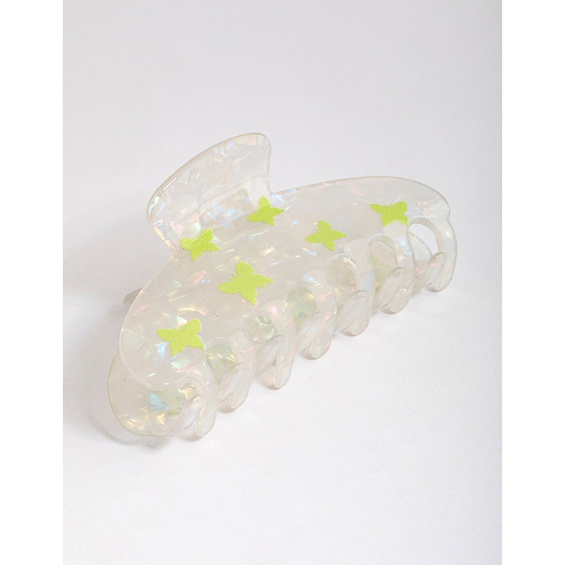 Clear Marble Butterfly Print Acrylic Claw Clip