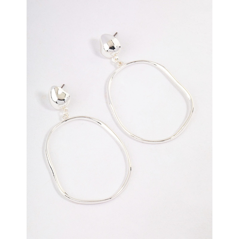 Silver Plated Doorknocker Circle Earrings