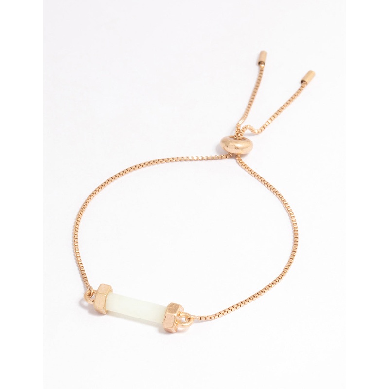 Worn Gold Green Bar Toggle Bracelet