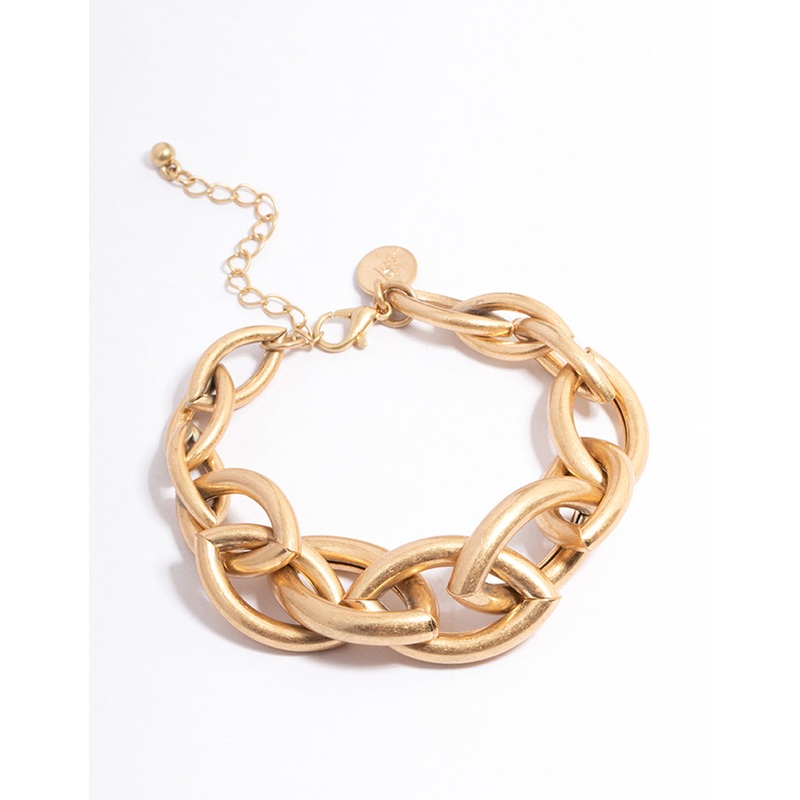 Worn Gold Oval Link Chain Bracelet