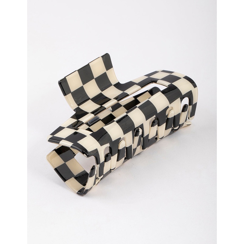 Acrylic Rectangle Check Claw Clip