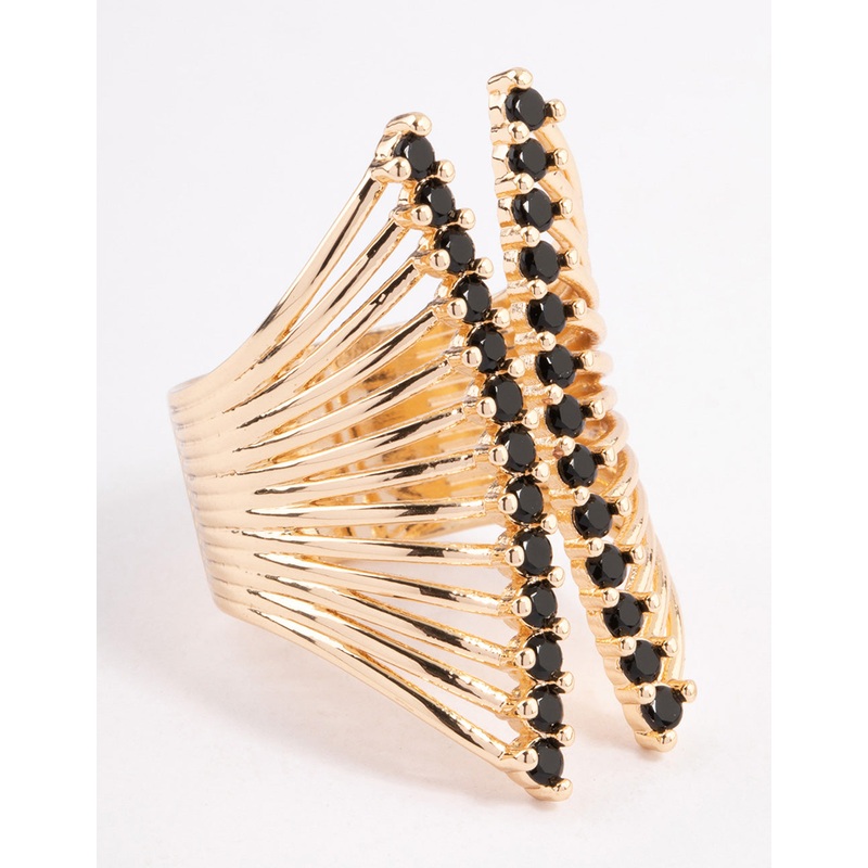 Black Ribbed Cage Ring|SM|ML