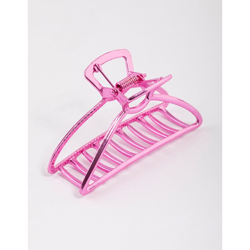Coated Pink Outline Claw Clip