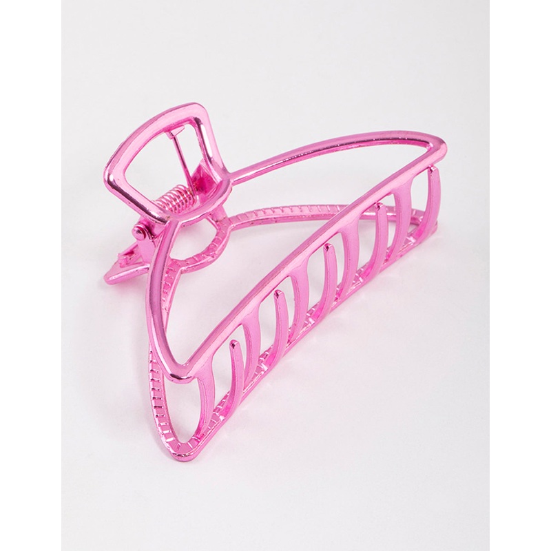 Coated Pink Outline Claw Clip