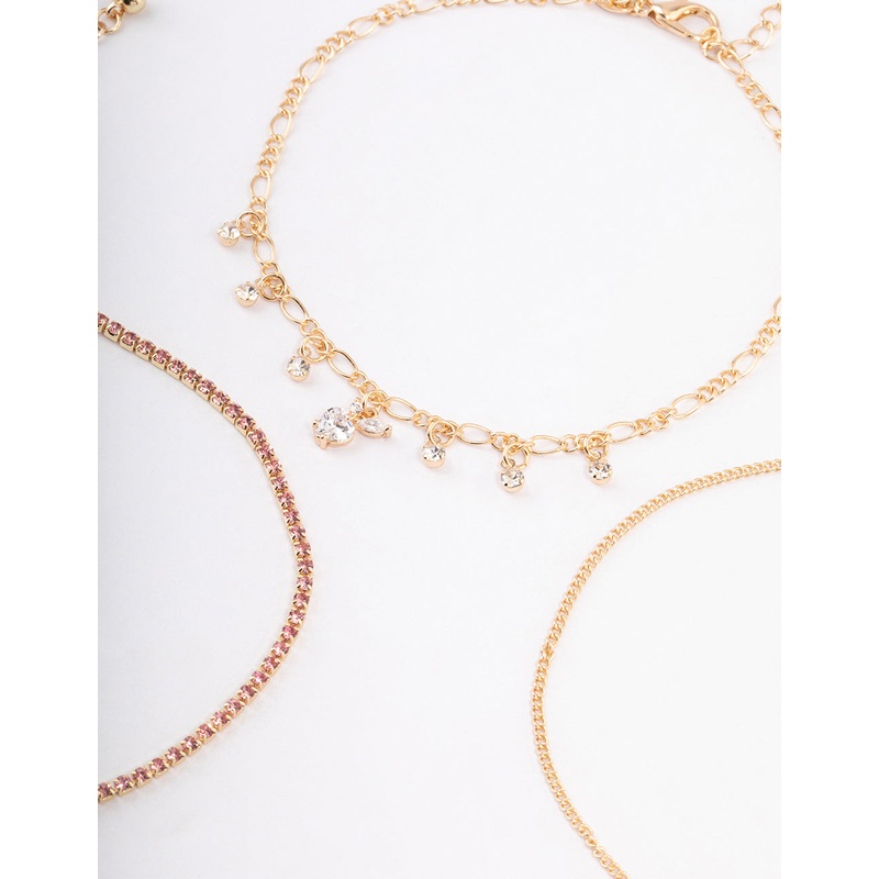 Gold Cup Chain Apple Anklet Pack