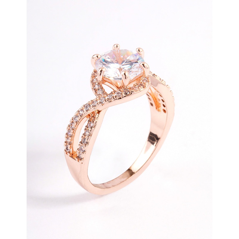 Rose Gold Round Infinity Halo Ring