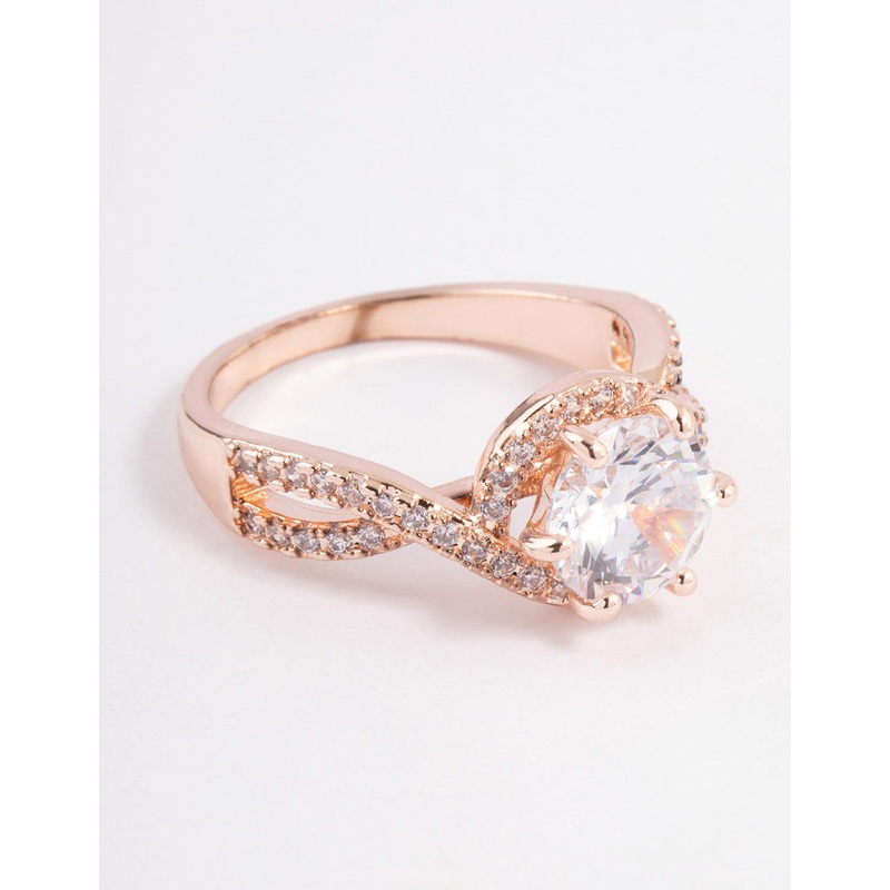 Rose Gold Round Infinity Halo Ring