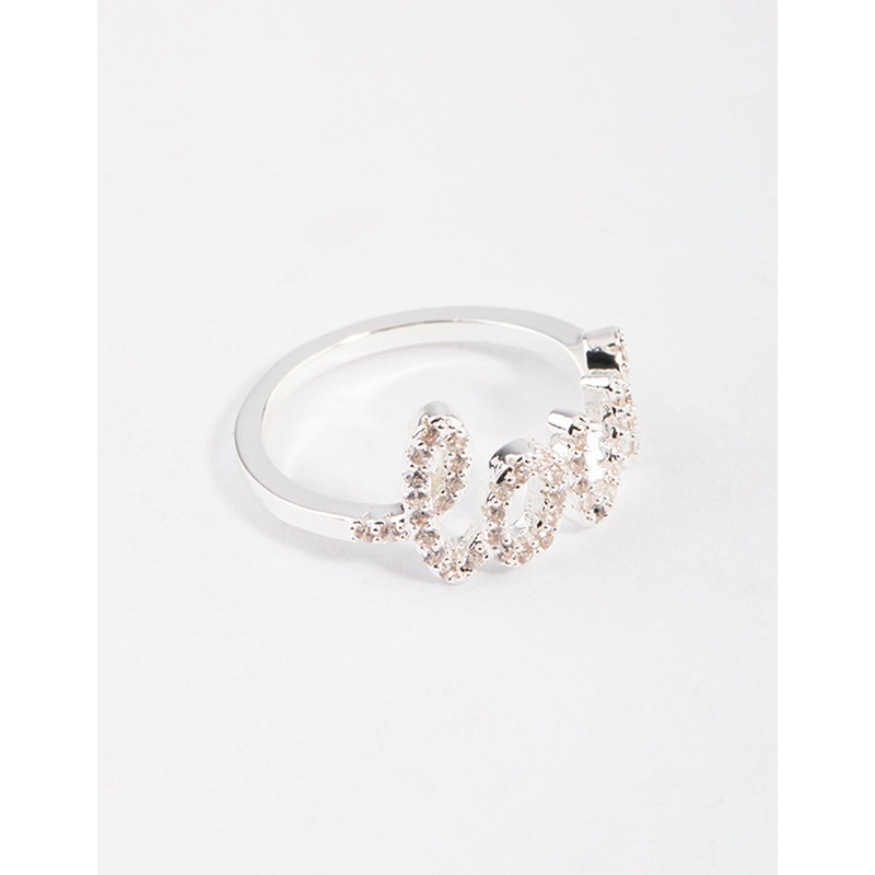 Silver Plated Love Script Ring