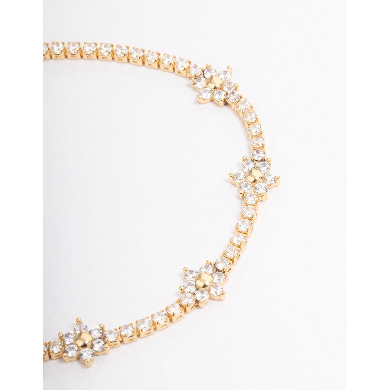 Gold Plated Flower Cup Chain Tennis Bracelet