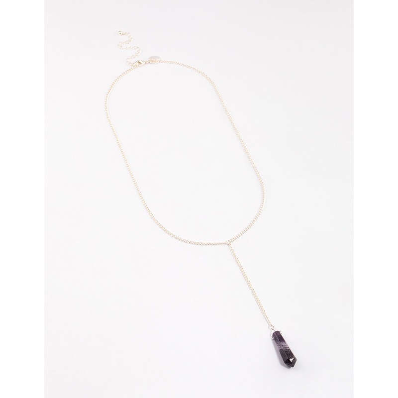 Silver Amethyst Long Y-Necklace