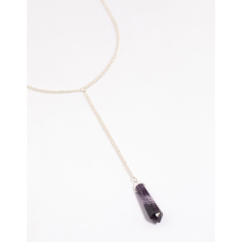 Silver Amethyst Long Y-Necklace