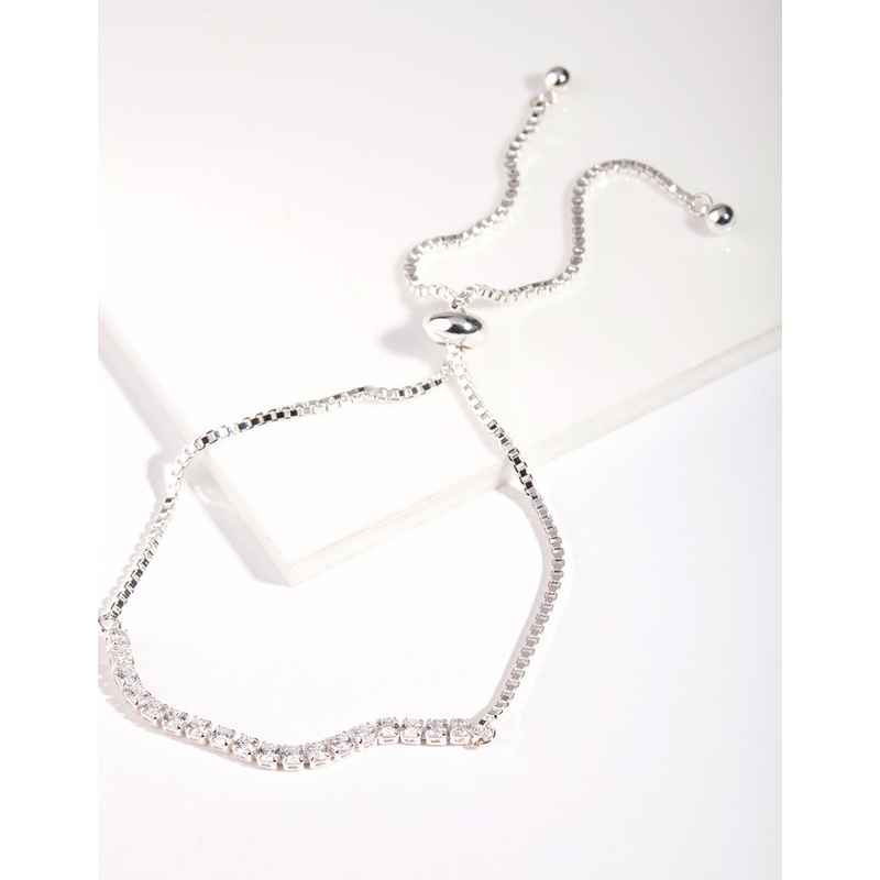 Silver Cubic Zirconia Toggle Tennis Bracelet
