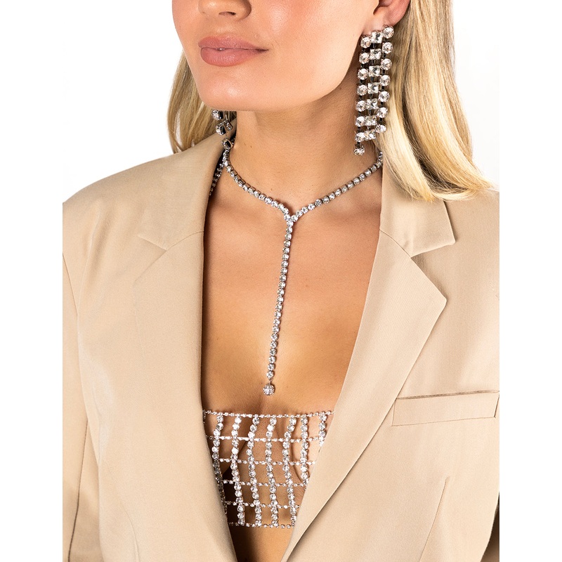 Silver Diamante Bandeau Top