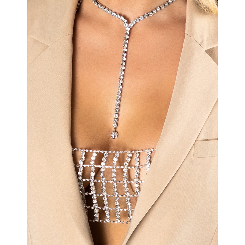 Silver Diamante Bandeau Top