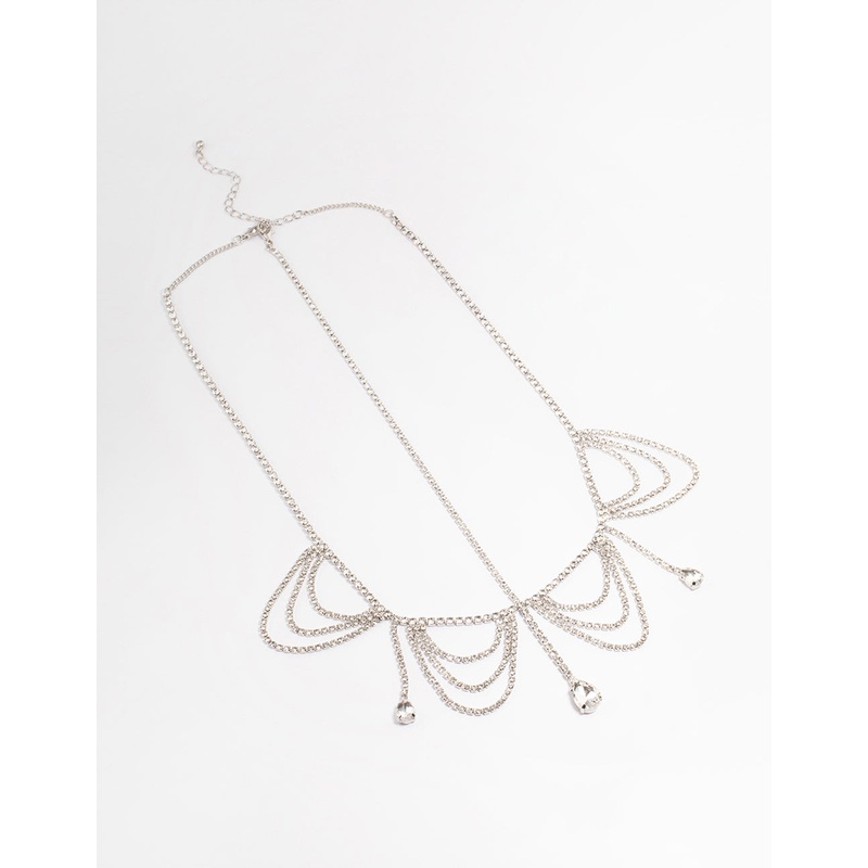 Silver Diamante Drape Head Chain