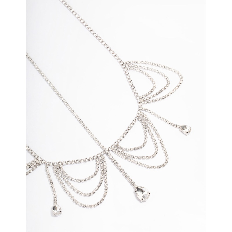 Silver Diamante Drape Head Chain