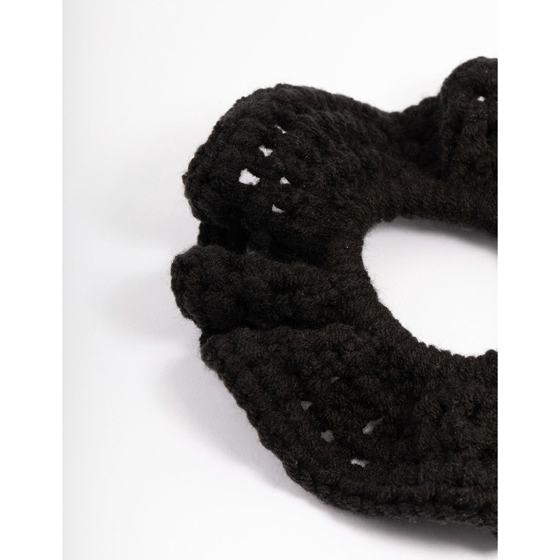 Fabric Black Cozy Knitted Scrunchie