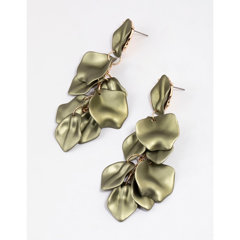 Gold Coated Petal Drop Earrings
