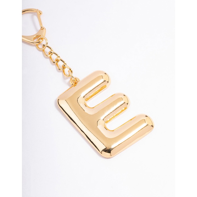 Gold Plated Letter E Key Chain
