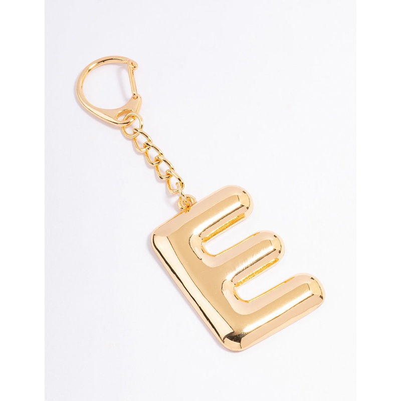 Gold Plated Letter E Key Chain